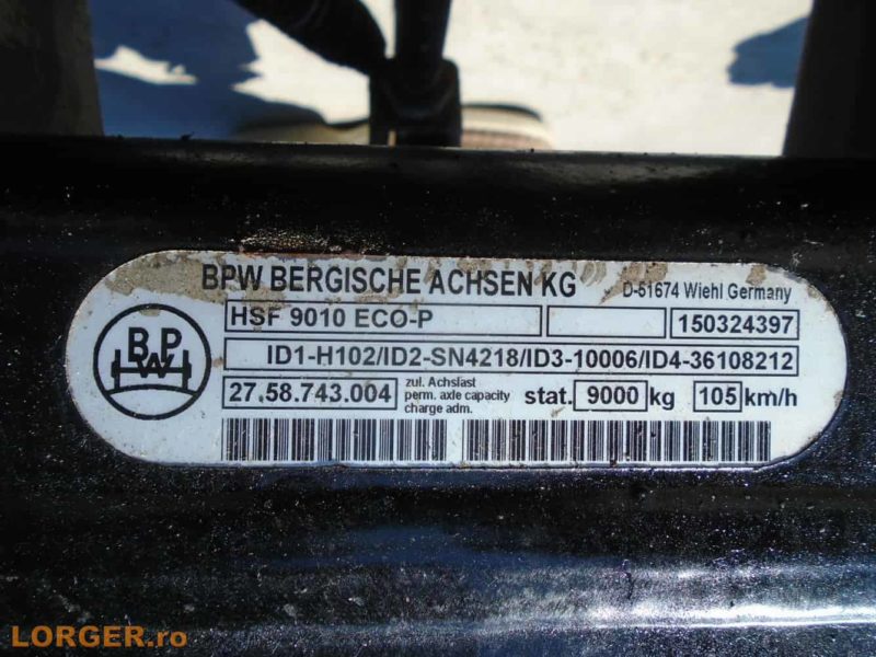 Axe trailer - BPW HSF 9010 ECO-P